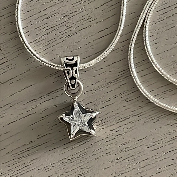 Silpada CZ Star Pendant N1413 with Italian Sterling Silver Snake Chain - Picture 2 of 11